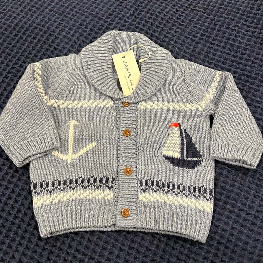 Janie and Jack Sailboat cardigan - Picture 1 of 4